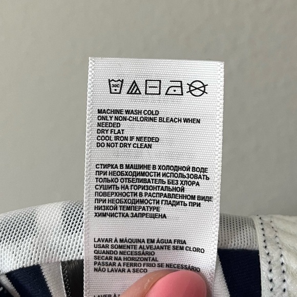 New Balance by J. Crew Navy Blue Striped Zip Front Sports Bra Racerback Small - Picture 10 of 11